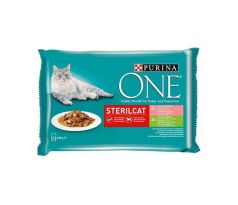 Nestle PURINA ONE cat Multipack Sterilcat mini filetky s morkou a zelenými fazuľkami / s lososom a mrkvou v šťave 4x85g