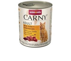 Animonda CARNY cat Adult hovädzie,kura a kačacie srdiečka bel. 6 x 800 g konzerva