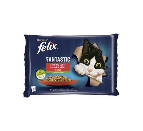 Nestlé FELIX Fantastic cat Multipack kura s rajčinami & hovädzie s mrkvou želé kapsička 4x85 g