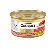 Nestlé GOURMET GOLD cat losos&kura kúsky šťava konz.12x85 g
