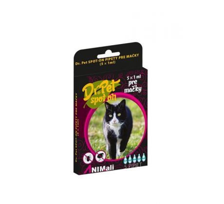 Dr.Pet spot-on pipety pre mačky 5 x 1 ml (spot-on tick and flea repellent for cats)