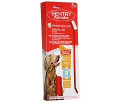 Súprava dentálna prírodná Petrodex pre psy 70 g (Zubná pasta, kefka, prstová kefka)