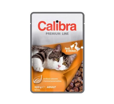Calibra KAPSIČKA Premium cat Adult Kačka & kura v omáčke 24 x 100 g