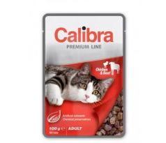 Calibra KAPSIČKA Premium cat Adult Kura & hovädzie v omáčke 24 x 100 g