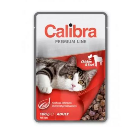 Calibra KAPSIČKA Premium cat Adult Kura & hovädzie v omáčke 24 x 100 g