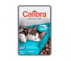 Calibra KAPSIČKA Premium cat Adult Pstruh & losos v omáčke 24 x 100 g