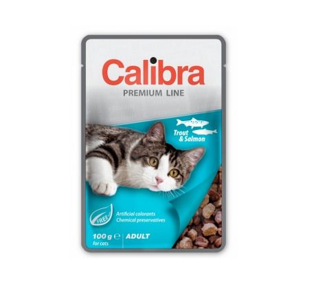 Calibra KAPSIČKA Premium cat Adult Pstruh & losos v omáčke 24 x 100 g
