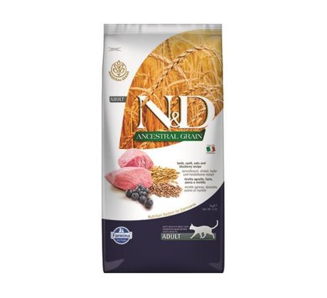 Farmina N&D cat AG adult,lamb, spelt, oats & blueberry 5 kg