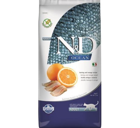 Farmina 5kg N&D cat OCEAN (GF) adult, herring & orange