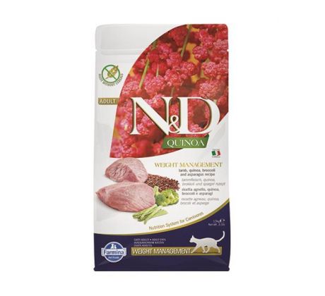 Farmina 1,5kg N&D cat QUINOA (GF) adult, weight managment, lamb