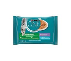 Nestle PURINA ONE cat Multipack Indoor mini filetky s tuniakom a zelenými fazuľkami / s teľacím a mrkvou v šťave NEW 4x85g