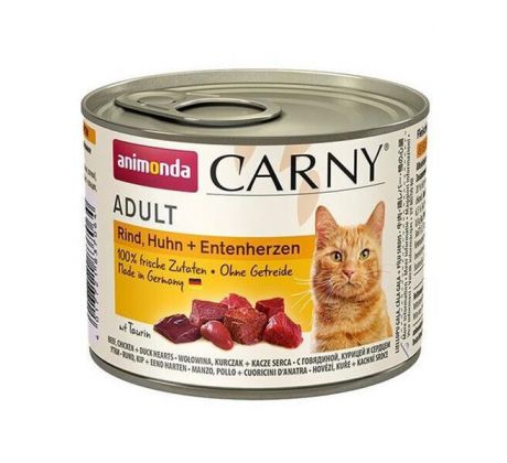 Animonda CARNY cat Adult hovädzie,kura a kačacie srdiečka bal. 6 x 200 g konzerva