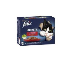 Nestlé FELIX Fantastic cat Multipack hovädzie, hydina, zelená fazulka & jahňa, kura, rajčiny & morka, kačka v želé kapsička 12x85 g