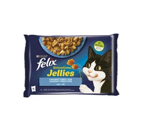 Nestlé FELIX Sensations cat Multipack losos a krevety&treska a paradajka želé kapsička 4x85 g