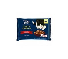 Nestlé FELIX Tasty shreds cat Multipack hovädzie&kura v šťave kapsička 4x80 g