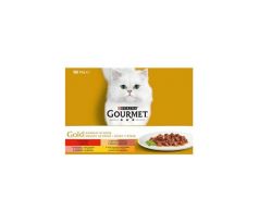 Nestlé GOURMET GOLD Multipack hovädzie, morka s kačicou, losos s kuraťom, kura s pečeňou v šťave konz.12x85 g