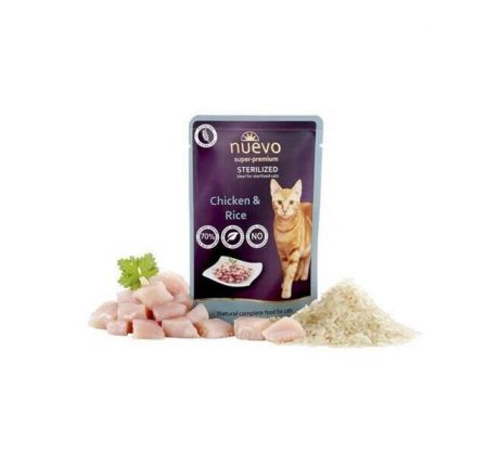 NUEVO cat Sterilized Chicken with Rice bal. 16 x 85 g kapsičky