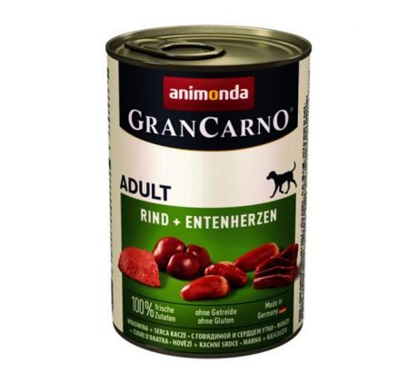 Animonda GRANCARNO® dog adult hovädzie a kačacie srdiečka bal.konzerva 6x 400g.