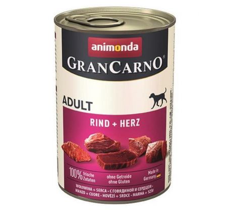 Animonda GRANCARNO® dog adult hovädzie a srdiečka bal.konzerva 6x 400g.
