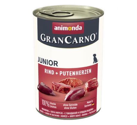Animonda GRANCARNO® dog junior hovädzie a morčacie srdiečka bal.konzerva 6x 400g.