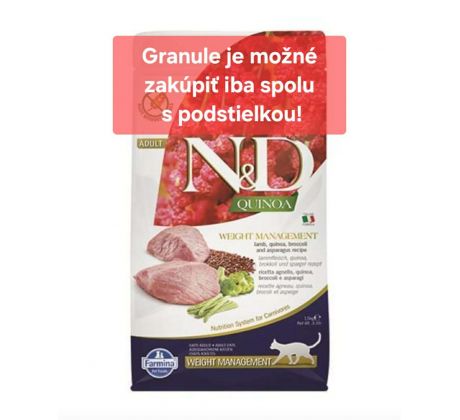 Farmina N&D cat QUINOA (GF) adult, weight managment, lamb  1,5kg