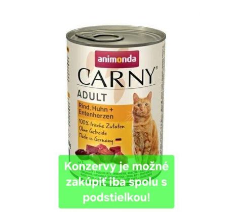 Animonda CARNY cat Adult hovädzie,kura a kačacie srdiečka bal. 6x 400 g konzerva