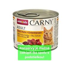 Animonda CARNY cat Adult hovädzie,kura a kačacie srdiečka bal. 6x 200 g konzerva