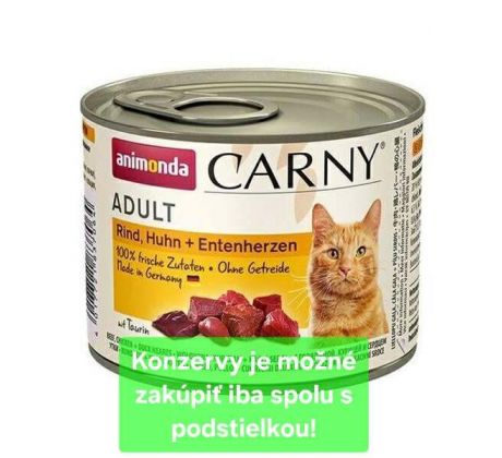 Animonda CARNY cat Adult hovädzie,kura a kačacie srdiečka bal. 6x 200 g konzerva