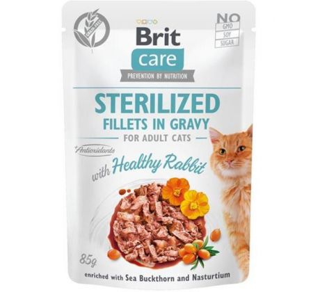 Brit Care cat Kapsička Sterilized Fillets in Gravy with Healthy Rabbit 24 x 85 g