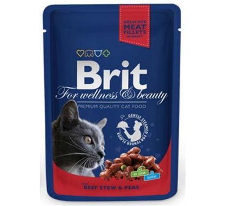BRIT Premium cat Kapsička Adult Beef Stew & Peas 10x 100 g