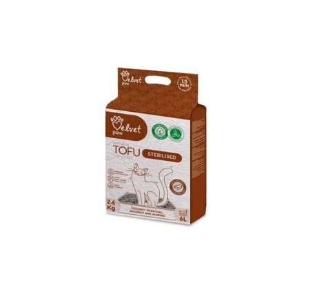 Podstielka pre steriliz.mačky Velvet Paw Tofu s kokos.uhlím, kokos. a mandľovou esenciou 6 l