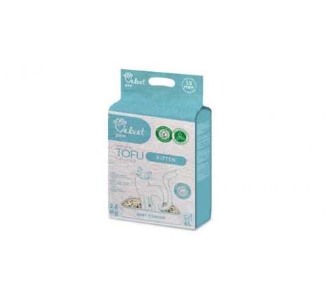 Podstielka pre mačiatka Velvet Paw Tofu s detským púdrom 6 l