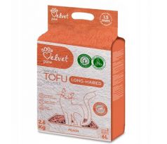 Podstielka pre dlhostrsté mačky Velvet Paw Tofu s broskyňovou esenciou 6 l