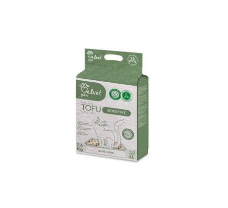 Podstielka pre citlivé mačky Velvet Paw Tofu s aloe vera esenciou 6 l