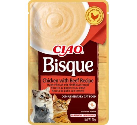 Inaba CIAO Bisque Cat Kapsička Kura s hovädzím mäsom 1 ks 40 g