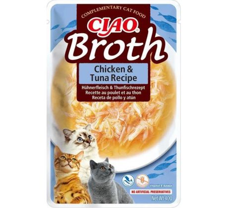 Inaba CIAO Broth Cat Kapsička Kura & Tuniak 1 ks 40 g