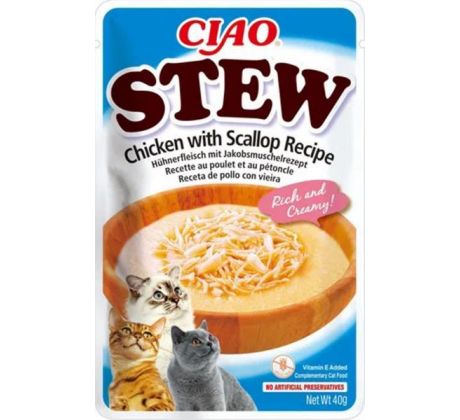 Inaba CIAO Stew Cat Kapsička Kura s hrebenatkou 1 ks 40 g