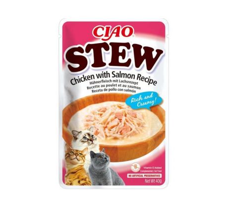 Inaba CIAO Stew Cat Kapsička Kura s lososom 1 ks 40 g