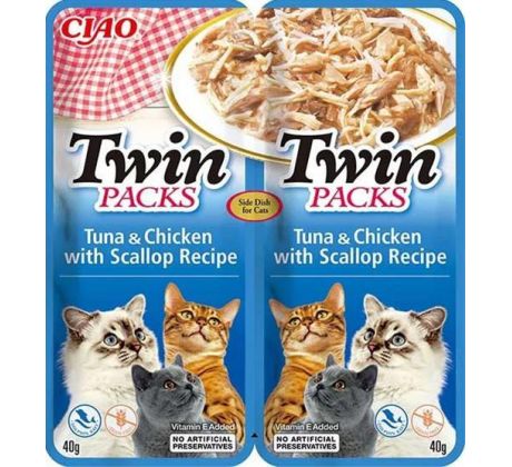 Inaba Twin Packs Cat Kapsička Tuniak & Kura s hrebenatkou 80 g