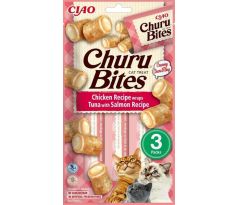 Pamlsok Inaba Churu Bites cat Kura s tuniakom a lososom 3 tuby 30 g