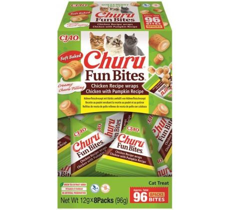 Pamlsok Inaba Churu Fun Bites cat kura s tekvicou 8 x 12 g