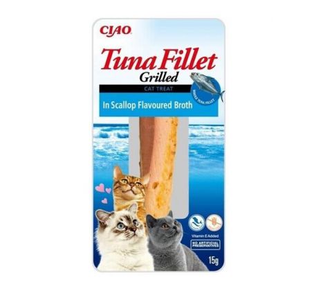 Pamlsok Inaba Churu Grilled cat Tuniak vo vývare z hrebenatky 12ks 180g