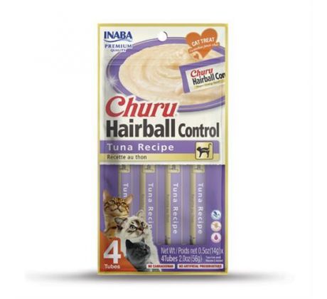 Pamlsok Inaba Churu Hairball cat Tuniak 4 tuby 56 g