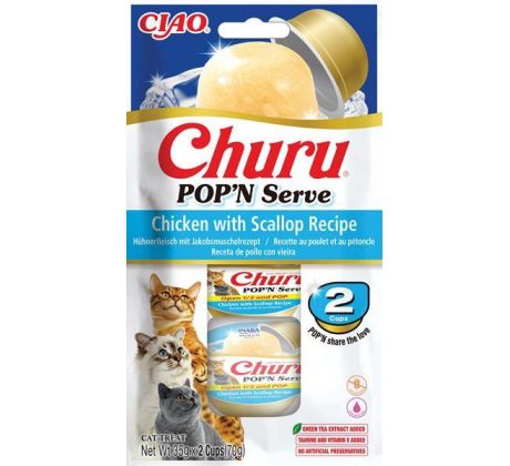 Pamlsok Inaba Churu POP'N Serve cat kura & hrebenatky 2 x 35 g