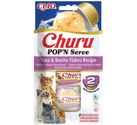 Pamlsok Inaba Churu POP'N Serve cat tuniak s bonito vločkami 2 x 35 g