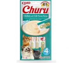 Pamlsok Inaba Churu Pyré cat Kura s krabom 4 tuby 56 g
