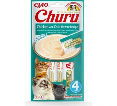 Pamlsok Inaba Churu Pyré cat Kura s krabom 4 tuby 56 g