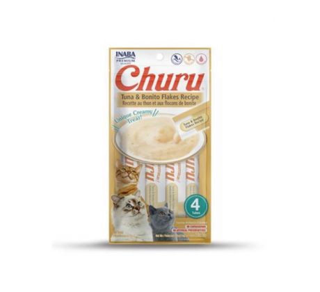 Pamlsok Inaba Churu Pyré cat Tuniak s bonito vločkami 4 tuby 56 g