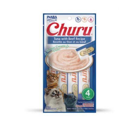 Pamlsok Inaba Churu Pyré cat Tuniak s hovädzou príchuťou 4 tuby 56 g