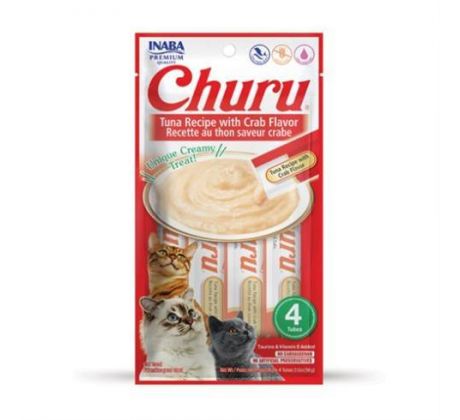 Pamlsok Inaba Churu Pyré cat Tuniak s krabou príchuťou 4 tuby 56 g